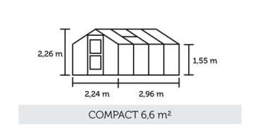 Gewächshaus Juliana Compact 6,6m² Alu silber 10 mm Doppelstegplatten 